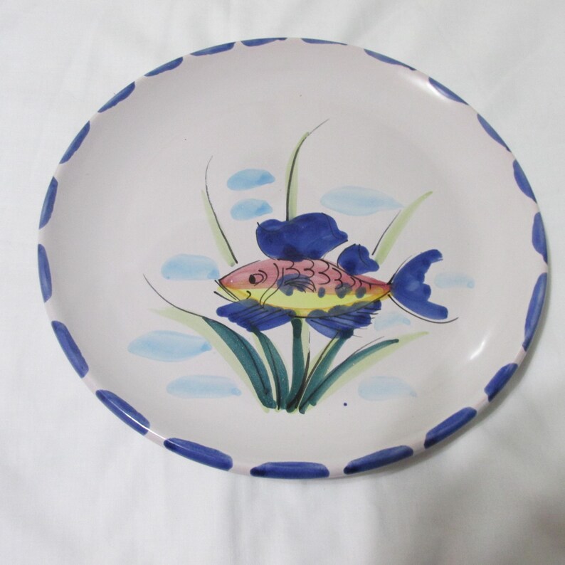 Vintage Italian Pottery Round FISH Wall Plate Made in Italy for Vietri bild 3