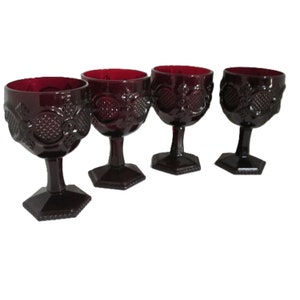Vintage Avon Cape Cod Water Goblets Set of Four, 5 7/8 in tall, 8 oz