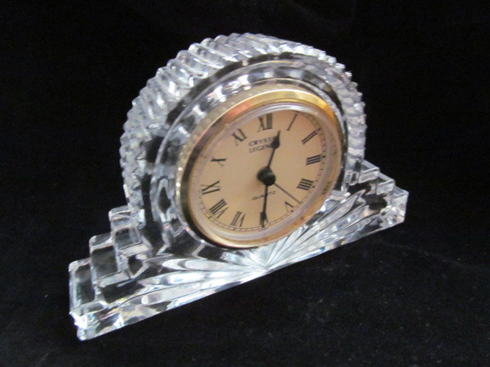 Godinger Lead Crystal Quartz Desk Clock Crystal Legends Etsy