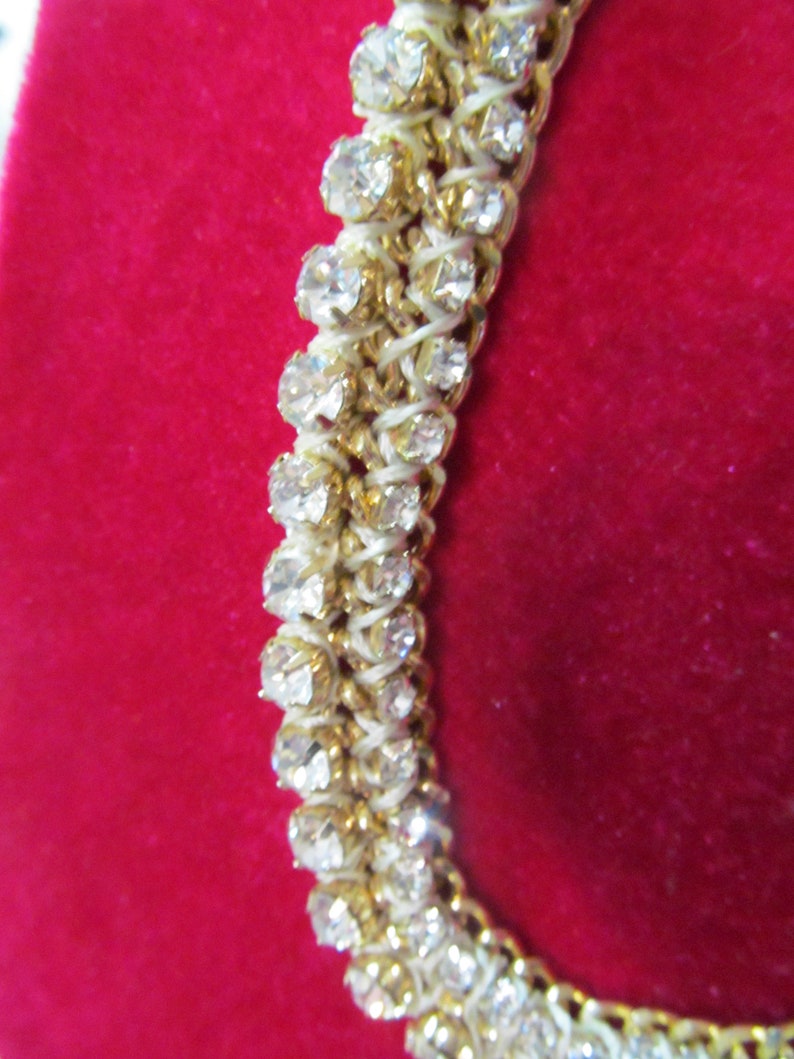 Gorgeous Rhinestone Necklace Gold Tone Metal - Etsy