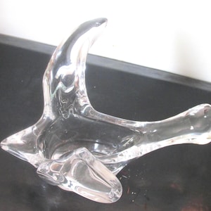 Vintage Princess House Fine Crystal Glass Dove, Bird: Candy / Trinket Dish, Candle Holder