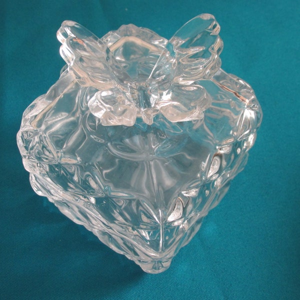 Crystal Glass Butterfly Trinket Box Diamond Design