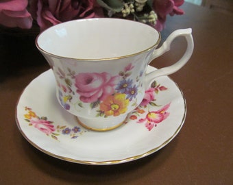 Bluebird Fine Bone China Floral Teacup and Saucer Set Made in Canada