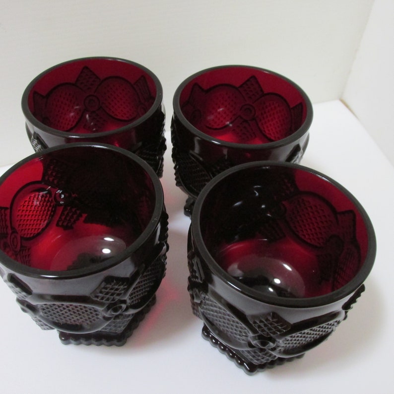 Cape Cod Ruby Red Footed Tumblers Set of 4 Glasses Vintage image 8