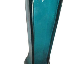 Teal Art Glass Murano Bud Vase 9.5 inch, Sommerso Style