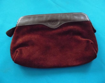Nazareno Gabrielli Suede Pouch Clutch Zippered Bag Made in Italy