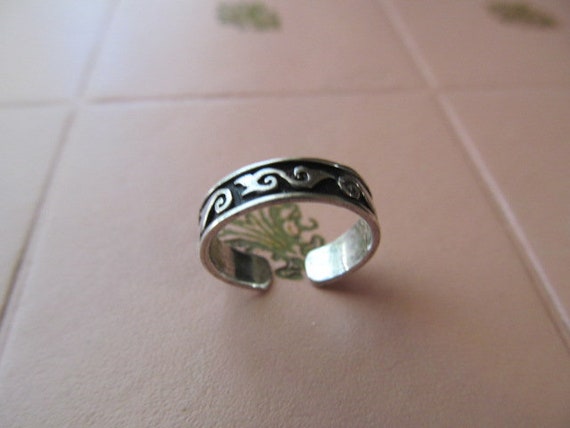 925 Sterling Toe Ring Scrolling Design - image 7
