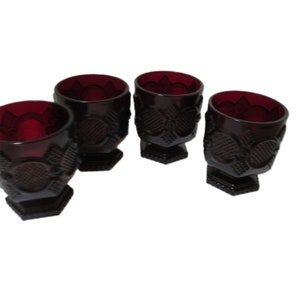 Cape Cod Ruby Red Footed Tumblers Set of 4 Glasses Vintage image 2