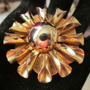 Flower Dress Clip Scarf Clip Gold Tone Vintage