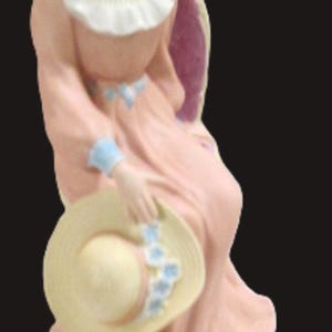 Homco Porcelain Lady with Hat Sitting in Chair, Vintage Homco Figurine
