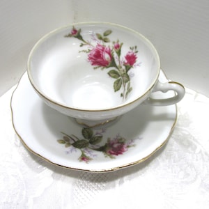 Rosemarie Japan Teacup Saucer Set, Floral Rose Embossed, Gold Trim, 5.5&quot; Saucer
