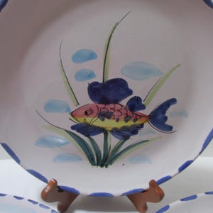 Vintage Italian Pottery Round FISH Wall Plate Made in Italy for Vietri bild 2