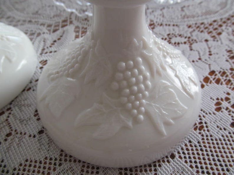 L.E. Smith Vintage Milk Glass Candle Holders Grape Cluster & Etsy