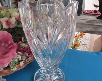 Large Waterford Marquis Vase Scalloped Edge Signed