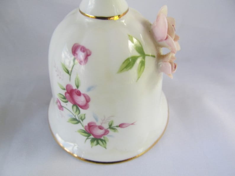 Pink Rose Floral Gold Trim Towle Fine Bone China Bell