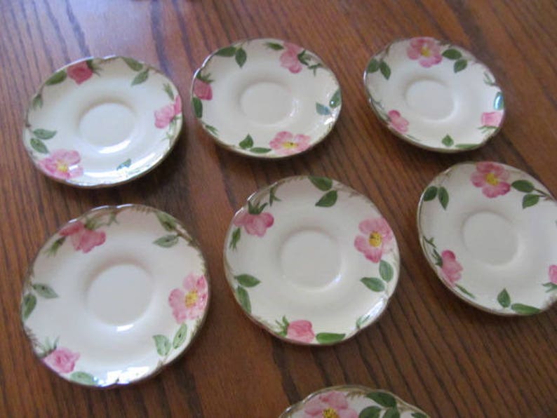 Vintage Franciscan China Saucers and Bread Plate Desert Rose 7 Piece Mixed Lot