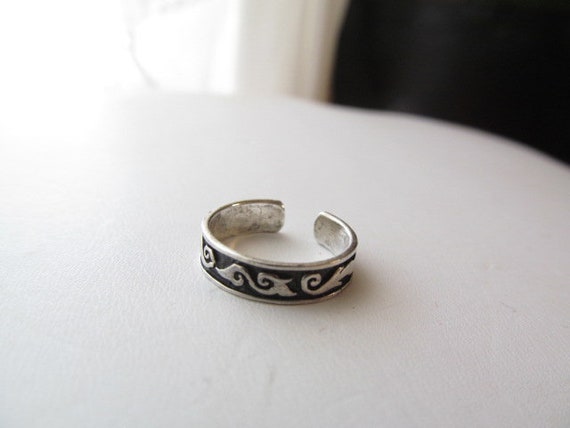 925 Sterling Toe Ring Scrolling Design - image 9