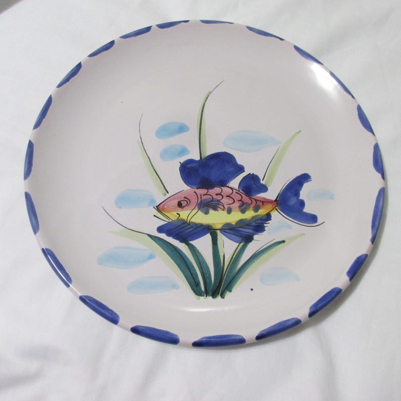 Vintage Italian Pottery Round FISH Wall Plate Made in Italy for Vietri bild 10