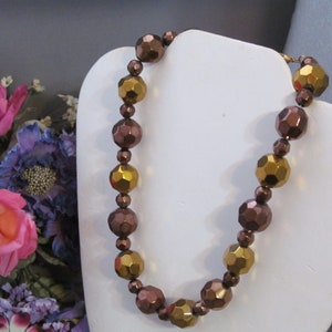 Copper Brass Color Beaded Necklace 18 inch