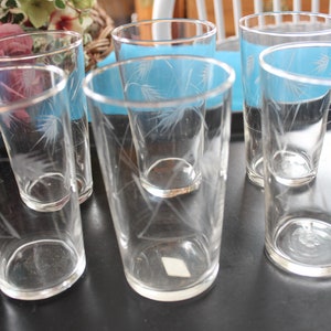 Hand Cut Hand Blown Etched High Ball / Tumbler Glasses 10 oz. Barware Vintage