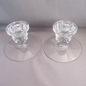 Fostoria American, Cubist Candle Holders, Vintage Glass