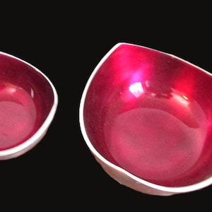 Vintage Red and Silver tone Nut Mint Bowls Set of 2