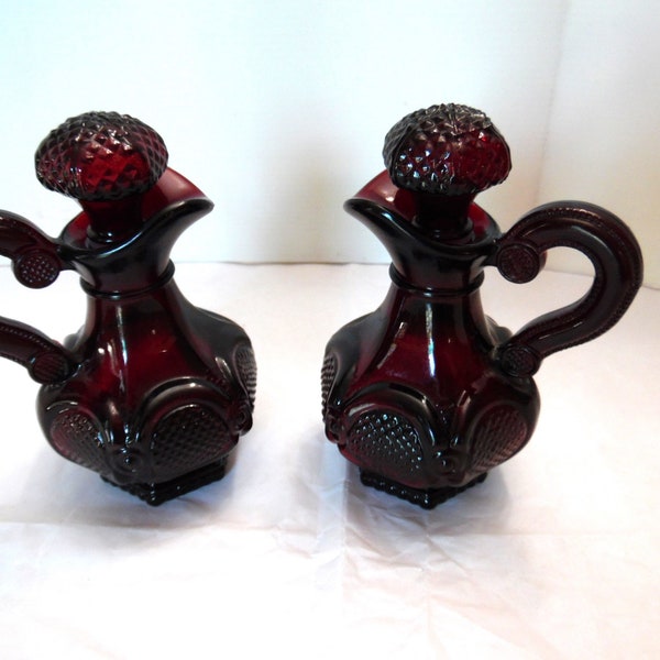 Vintage Cape Cod Ruby Red Glass Cruets Set of 2