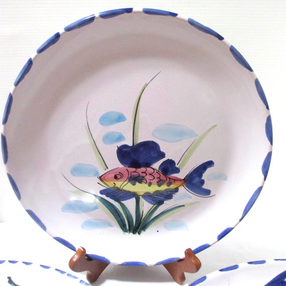 Vintage Italian Pottery Round FISH Wall Plate Made in Italy for Vietri