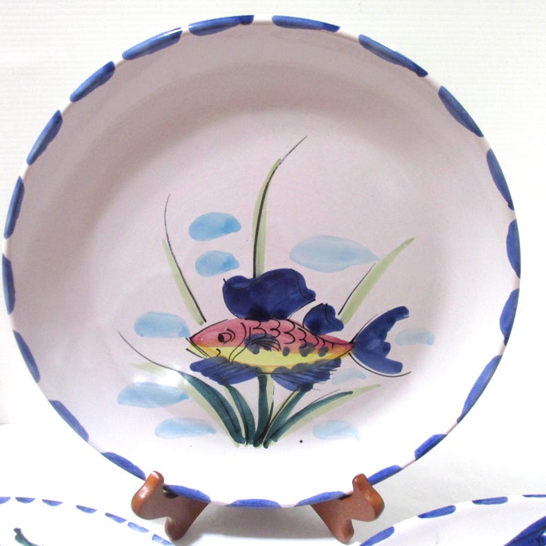 Vintage Italian Pottery Round FISH Wall Plate Made in Italy for Vietri bild 1
