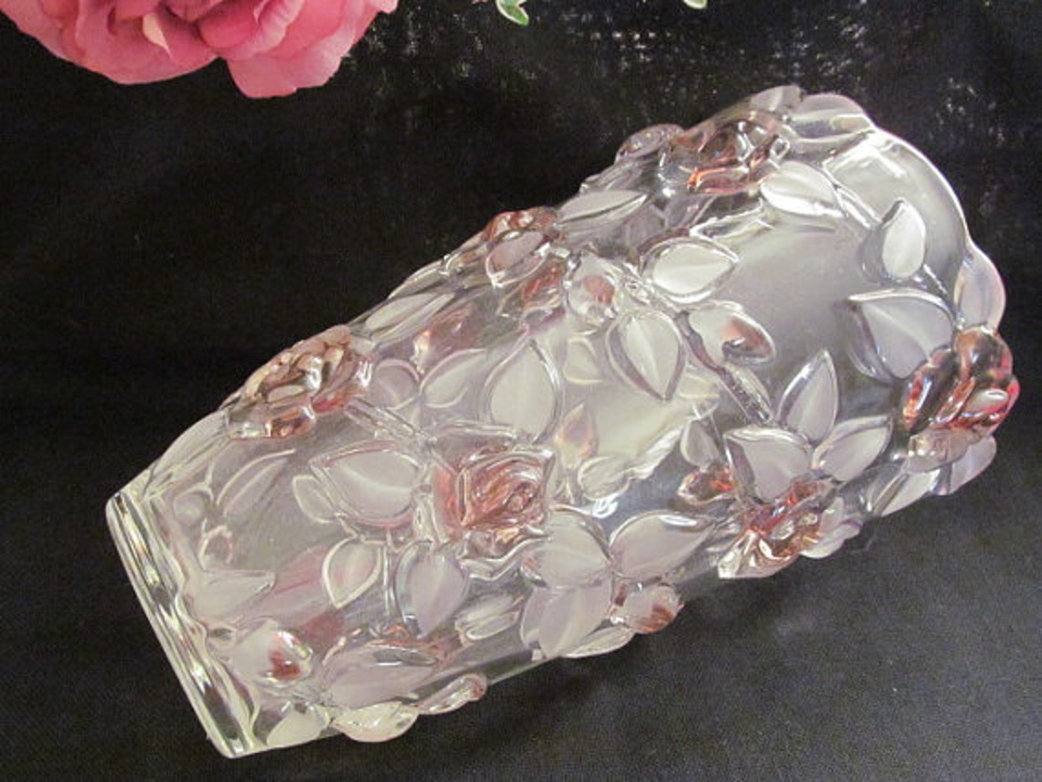 Mikasa Glass Vase Bella Rose Pink Floral Etsy