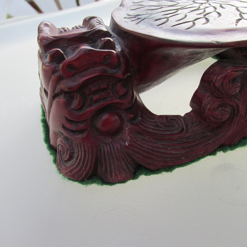 Dragon Carved Display, Small Table Top Plant Stand, Unique image 6