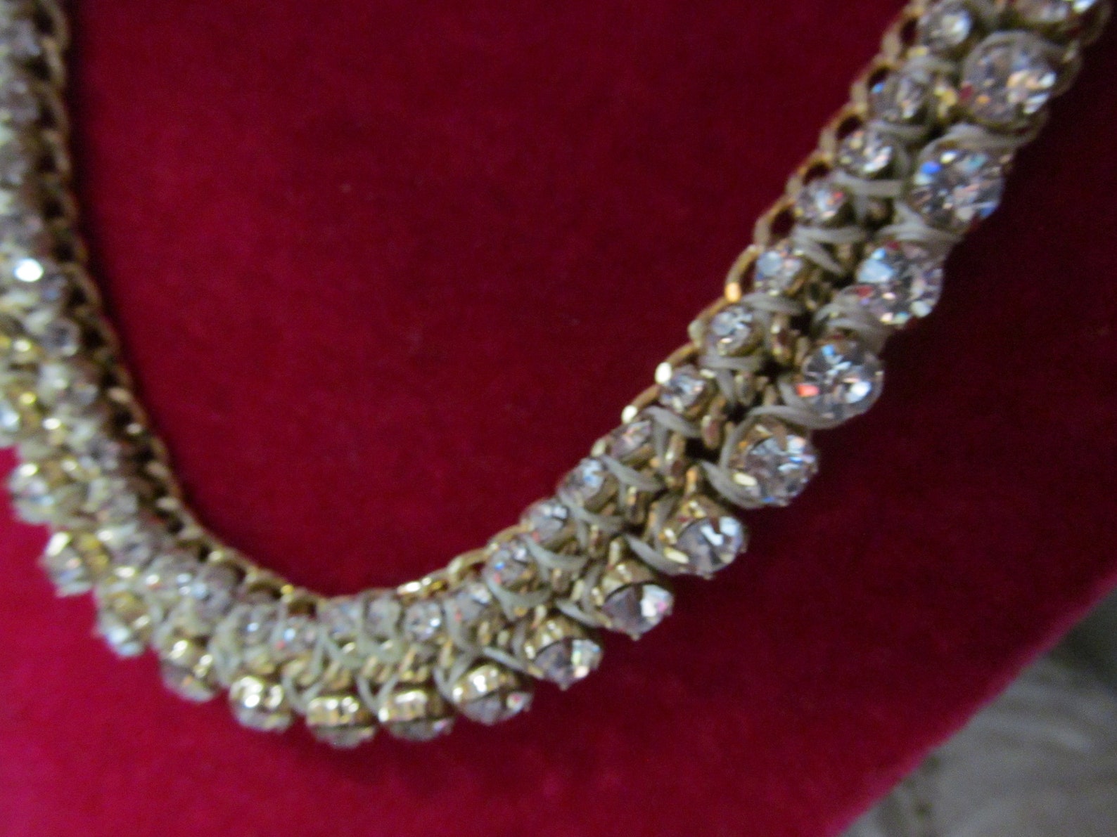 Gorgeous Rhinestone Necklace Gold Tone Metal - Etsy