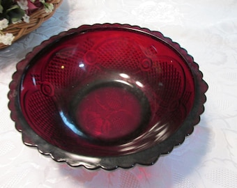 Cape Cod Ruby Red Glass Serving Bowl, Vintage Centennial Edition