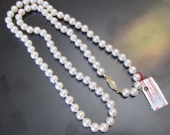 Vintage Marvella Faux Pearl Necklace with Original Marvella Tag, 27" long