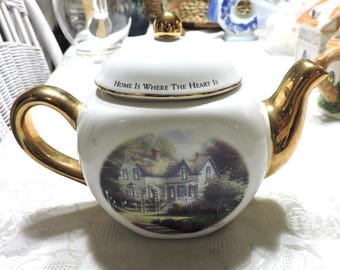 Thomas Kincade Teapot Painter of Light, Home is Where the Heart Is