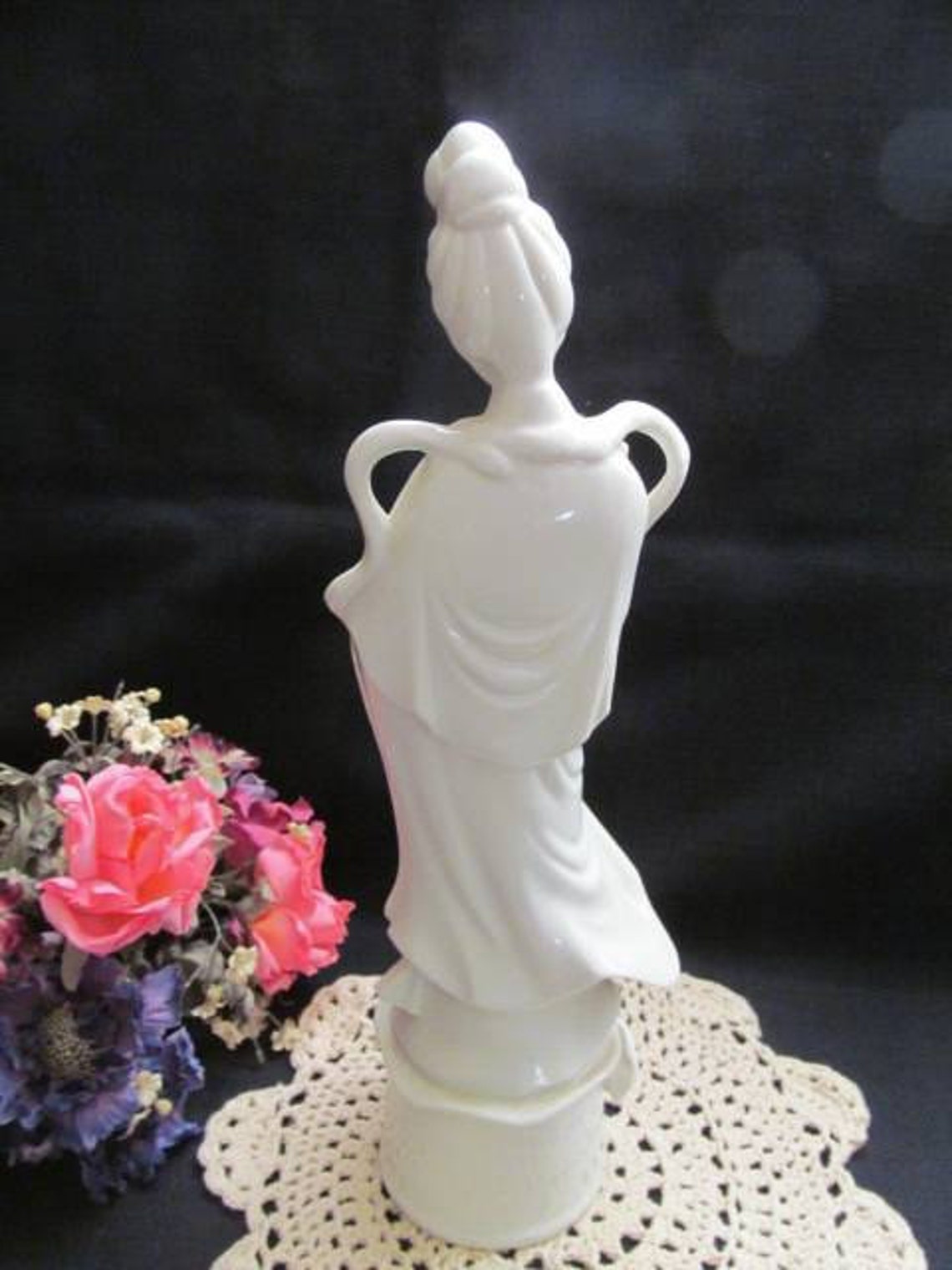 Asian Porcelain White Kwan Yin Statue Oriental Decorative Home Etsy