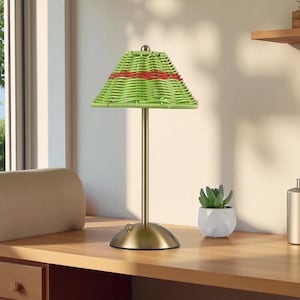 LED Rattan Rechargeable Desk Lamp | Retro Portable Table Light for Bedroom, Living Room, Office | Cozy Home Decor Ambient Lighting Gift