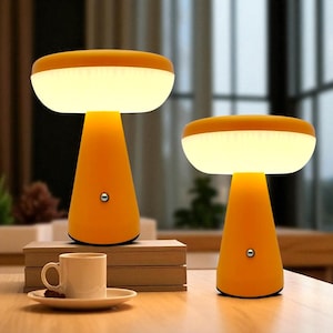 LED Mushroom Table Lamp – 3-Color Touch Sensor Cordless Bedside Light