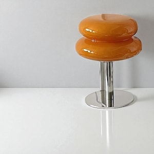 7-Farben Pilz Tischlampe - Retro Chrom USB Schreibtisch & Nachttischlampe mit Milchglasschirm