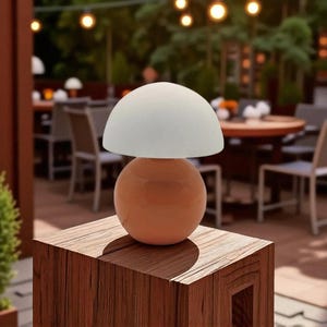 Vintage Mushroom Table Lamp: Retro Resin & Paper Mache Decor