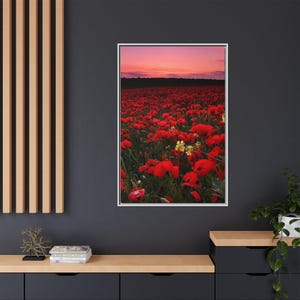 Framed Floral Canvas Print, Vibrant Wall Art, Home Decor, Gift Idea, Poppy Field, Nature Lover, Living Room Decoration
