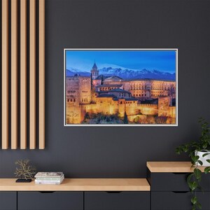 Lienzo enmarcado para pared, decoración vintage con paisaje, decoración multicolor, regalo único para amantes del arte, oficina y sala de estar.