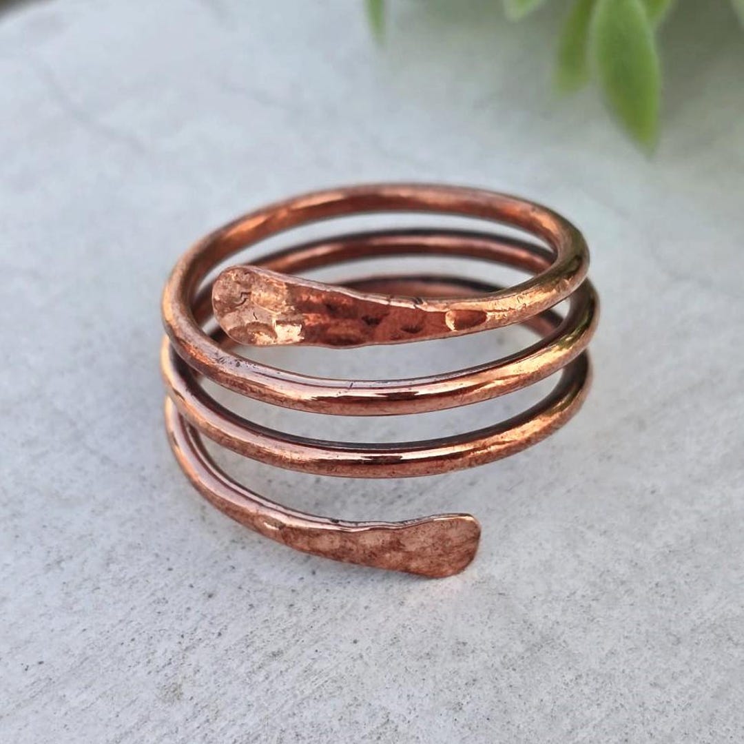 Hammered Pure Copper Ring | Minimalist Adjustable Wrap - Etsy