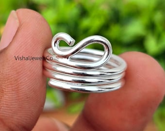 Handmade Sterling Silver Warp Ring | Adjustable Stackable Ring | Boho Minimalist Jewelry | Gift For Her