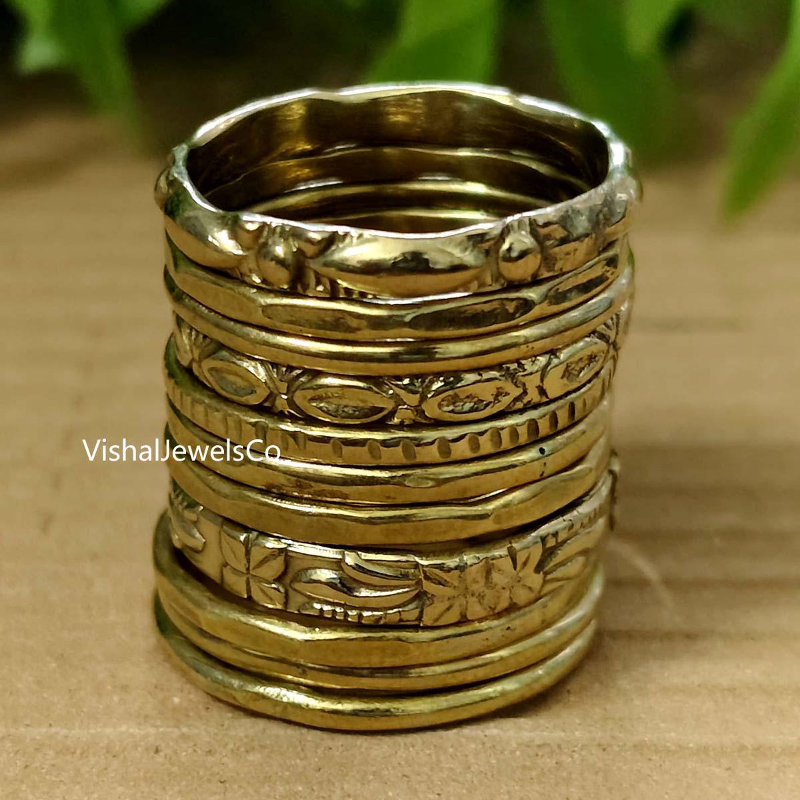 Gold Plated Stackable Midi Rings Set: Vintage Style Handmade Jewelry - Etsy