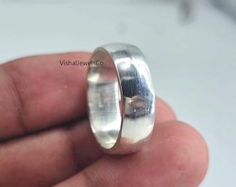 Handgjord ring i sterlingsilver med bred band | Unisex djärva smycken