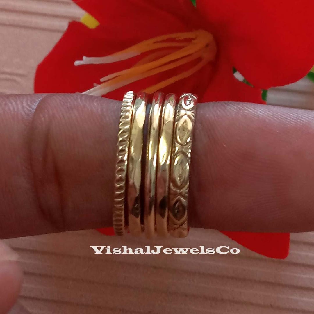 Sundance Stackable Rings Set Minimalist Gold Plated Stackable Rings Set: Dainty Vintage Style - Etsy