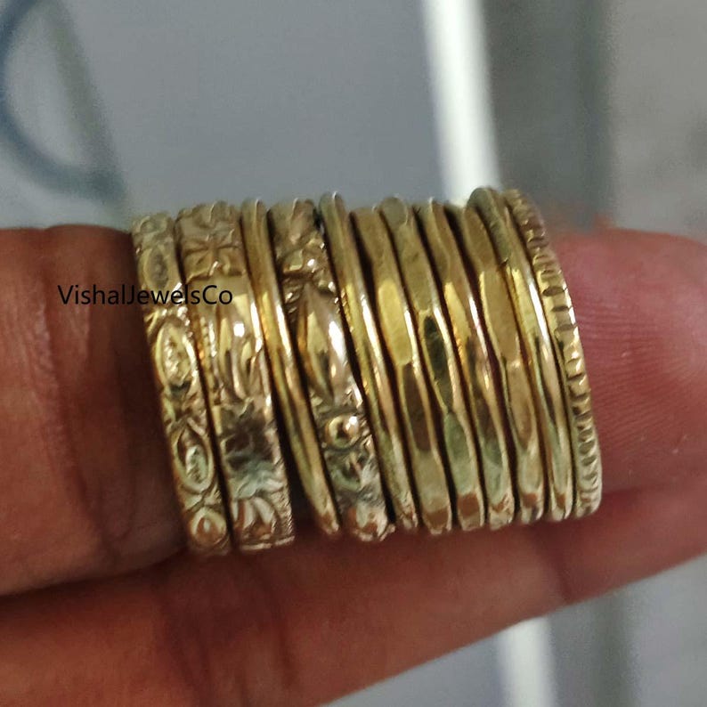 Gold Plated Stackable Midi Rings Set: Vintage Style Handmade Jewelry - Etsy