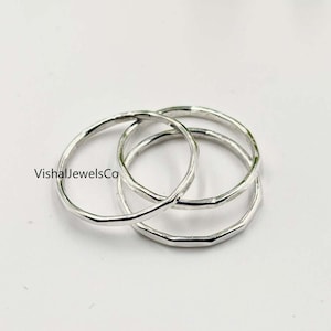 Hammered Sterling Silver Stacking Rings - Minimalist Handmade Jewelry