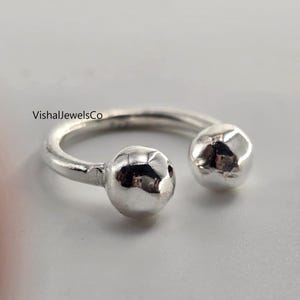 Sterling Silver Double Ball Ring | Adjustable Minimalist Jewelry